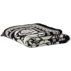 Versace Black & White Barocco Foulard Fringed Blanket - thumbnail 2