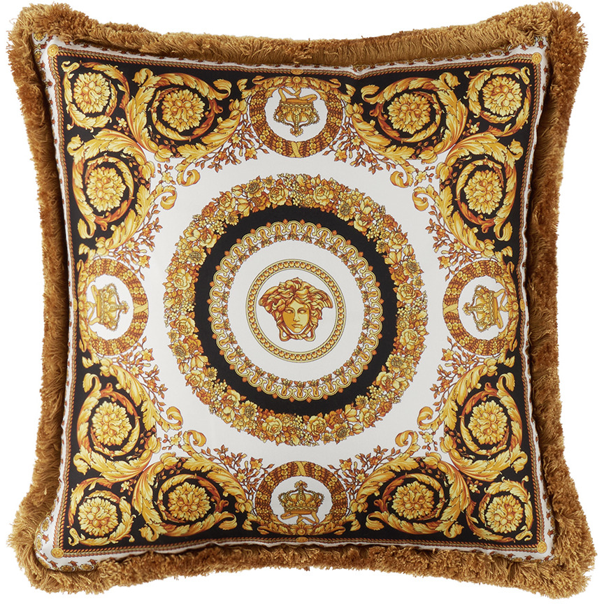 Versace Gold & Black Crete De Fleur Cushion - image 1