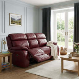 Galaxy 3 Seater Recliner Sofa - 3 Seater Sofa 2 Power Recliners Cat 20S - Power Recliner with USB - BVS-035C DEEP RED - thumbnail 2