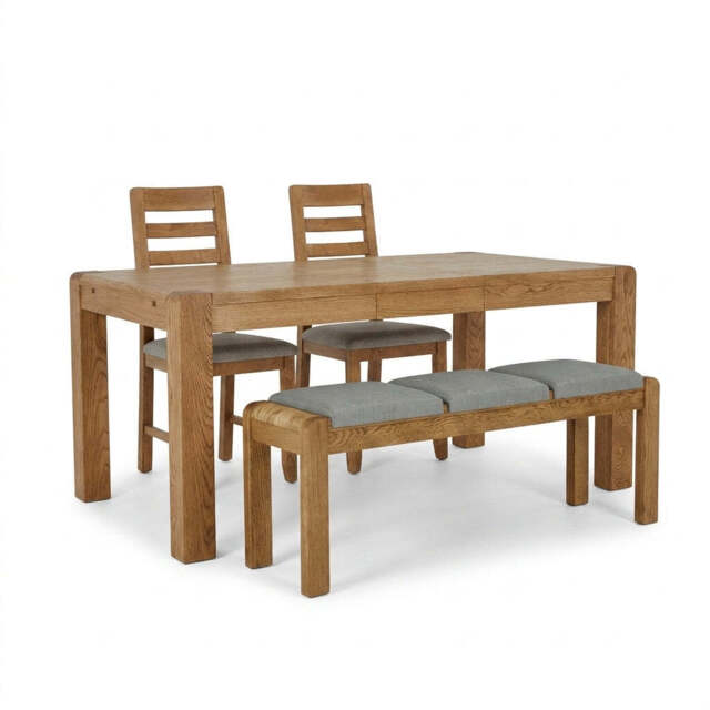 Solvi Extending Dining Table,  Bench & 2 Dining Chairs Set - image 1