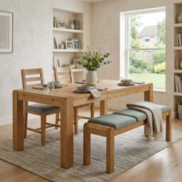 Solvi Extending Dining Table,  Bench & 2 Dining Chairs Set - thumbnail 2