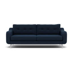 Phoebe 4 Seater Sofa - Extra Large Sofa Standard Back Grade B - Plush Velvet Indigo / Chrome - thumbnail 1