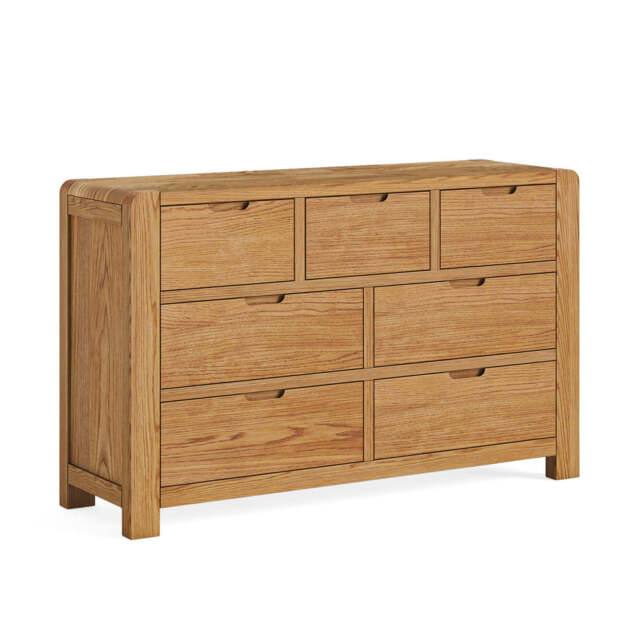 Solvi 3 Over 4 Drawer Chest - 3 Over 4 Drawer Chest Solid Oak / Oak Veneer - image 1