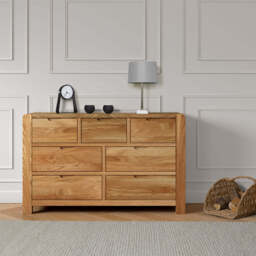 Solvi 3 Over 4 Drawer Chest - 3 Over 4 Drawer Chest Solid Oak / Oak Veneer - thumbnail 2
