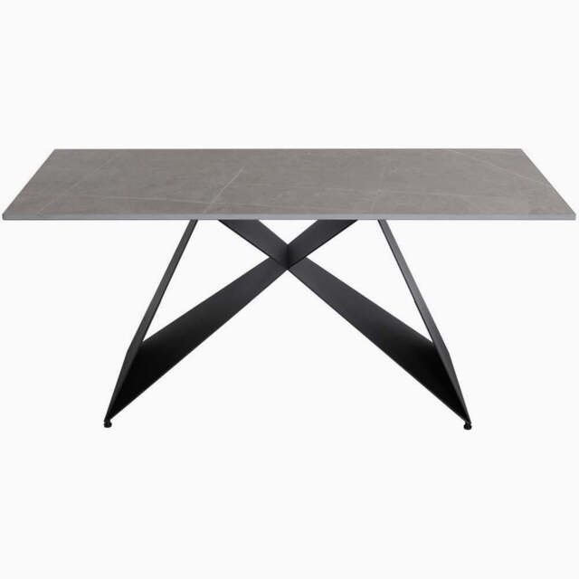 Odessey Coffee Table - Coffee Table Grey Sintered Stone / Black Powder Coat Metal Base - image 1