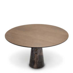 Eichholtz Genova Round Dining Table Grey Marble  Mocha Straight Oak Veneer  Brushed Brass Finish - Round Dining Table Grey Marble  Mocha Straight Oak Veneer  Brushed Brass Finish - thumbnail 3