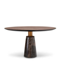 Eichholtz Genova Round Dining Table Grey Marble  Mocha Straight Oak Veneer  Brushed Brass Finish - Round Dining Table Grey Marble  Mocha Straight Oak Veneer  Brushed Brass Finish - thumbnail 5