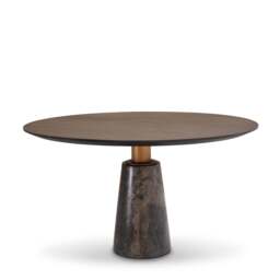 Eichholtz Genova Round Dining Table Grey Marble  Mocha Straight Oak Veneer  Brushed Brass Finish - Round Dining Table Grey Marble  Mocha Straight Oak Veneer  Brushed Brass Finish - thumbnail 8