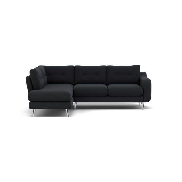 Phoebe Corner Sofa - Corner Group LHF Grade B - Left Hand Facing - Plush Velvet Charcoal / Chrome - image 1