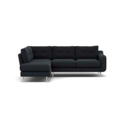 Phoebe Corner Sofa - Corner Group LHF Grade B - Left Hand Facing - Plush Velvet Charcoal / Chrome