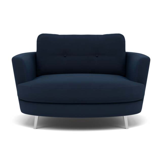 Phoebe Oval Loveseat - Oval Cuddler Grade B - Plush Velvet Indigo / Chrome - image 1