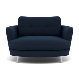 Phoebe Oval Loveseat - Oval Cuddler Grade B - Plush Velvet Indigo / Chrome