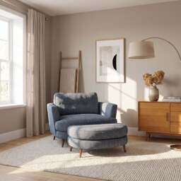 Phoebe Oval Loveseat - Oval Cuddler Grade B - Plush Velvet Indigo / Chrome - thumbnail 2