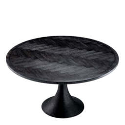 Eichholtz Melchior Round Dining Table Charcoal Oak Veneer / Bronze Finish - Round Dining Table Charcoal Oak Veneer / Bronze Finish - thumbnail 3