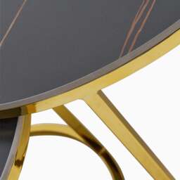 Circo Round Nest of Tables - Round Coffee Table Nest of 2 Tables Black & Gold Ceramic Top/Gold Powder Coat Legs - thumbnail 5