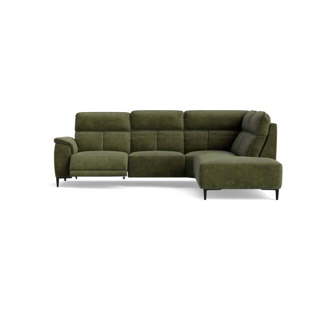 Loma Large Corner Sofa - Combination 2 Right Terminal with 2.5 Left Power 2 Pieces Fabric - Right Hand Facing - Power Recliner with USB - FAB-NTS - 16 OLIVE GREEN - image 1