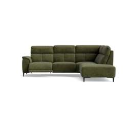 Loma Large Corner Sofa - Combination 2 Right Terminal with 2.5 Left Power 2 Pieces Fabric - Right Hand Facing - Power Recliner with USB - FAB-NTS - 16 OLIVE GREEN