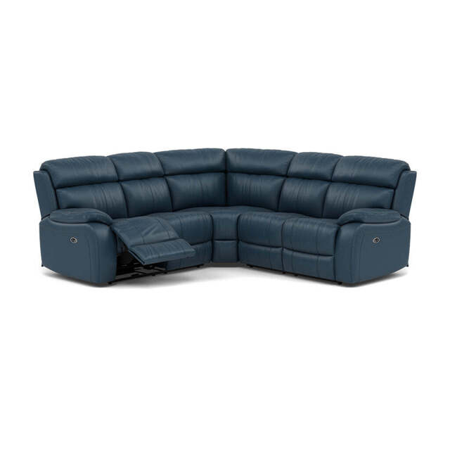 Galaxy Corner Recliner Sofa - Combination 3 2 Corner 2 with 2 Power Recliners Cat 20S - Left Hand Facing - Power Recliner with USB - BXS-313E OCEAN BLUE - image 1