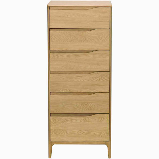 Ercol Rimini Tall 6 Drawer Cabinet - 6 Drawer Tall Chest Clear Matt - image 1
