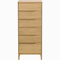 Ercol Rimini Tall 6 Drawer Cabinet - 6 Drawer Tall Chest Clear Matt