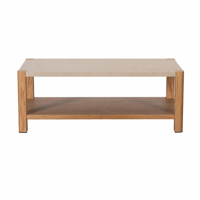 Axis Coffee Table - Coffee Table Travertine Effect / Oak - image 1