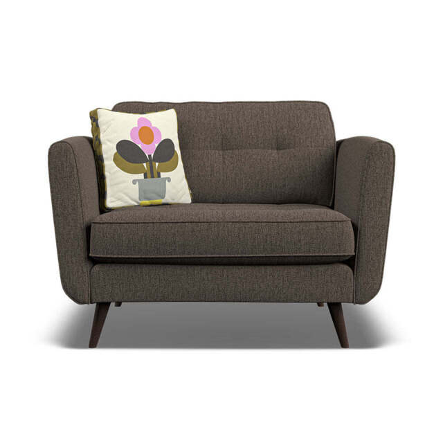 Orla Kiely Ivy Loveseat - Snuggler House Plain - Blythe Slate / Deco Flower / Weathered Oak Feet - image 1
