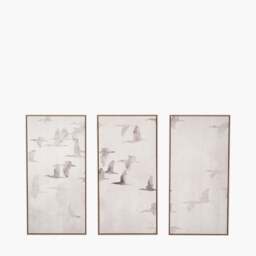 Set Of 3 Natural and White Birds Canvases - S/3 Natural and White Birds Canvases 60x120CM - thumbnail 2