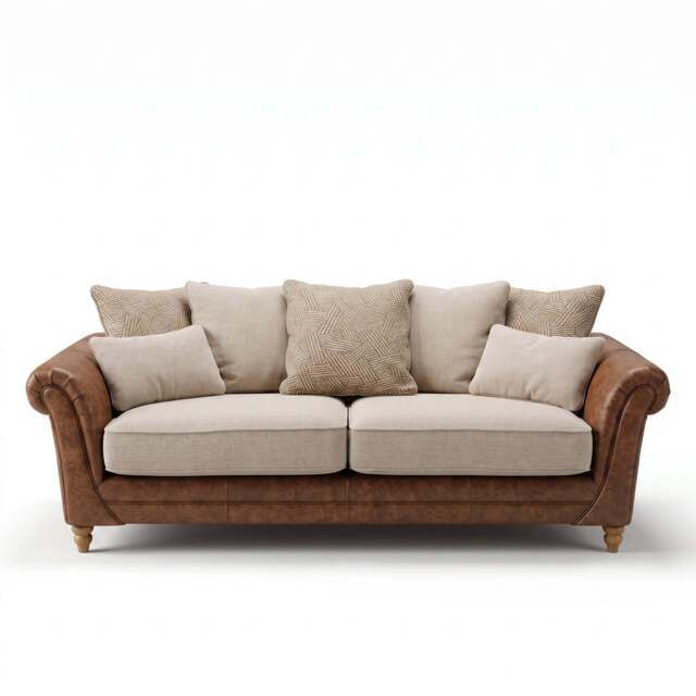 Langford 4 Seater Pillow Back Sofa - 4 Seater Pillow Back Sofa - Mid Oak Feet / Sierra Tan Option - image 1