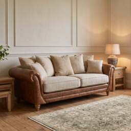 Langford 4 Seater Pillow Back Sofa - 4 Seater Pillow Back Sofa - Mid Oak Feet / Sierra Tan Option - thumbnail 2