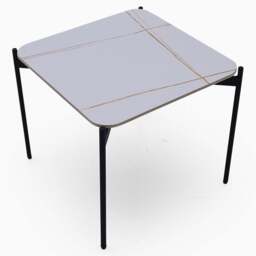 Rocco White and Gold End Table - End Table White & Gold Ceramic Top / Black Powder Coated Metal Legs - thumbnail 4