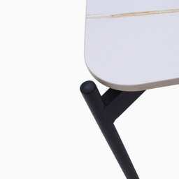 Rocco White and Gold End Table - End Table White & Gold Ceramic Top / Black Powder Coated Metal Legs - thumbnail 5