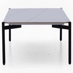 Rocco White and Gold End Table - End Table White & Gold Ceramic Top / Black Powder Coated Metal Legs