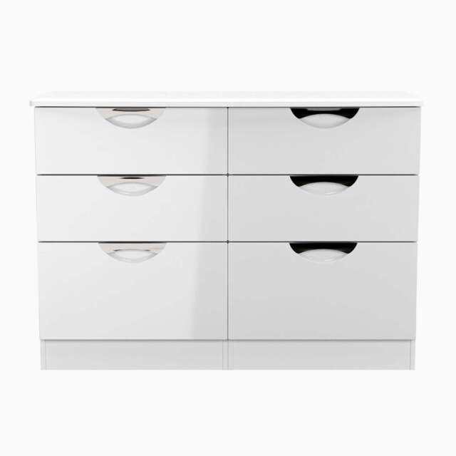 Colton 6 Drawer Wide Chest - 6 Drawer Wide Chest - WGW - White Gloss & White - image 1