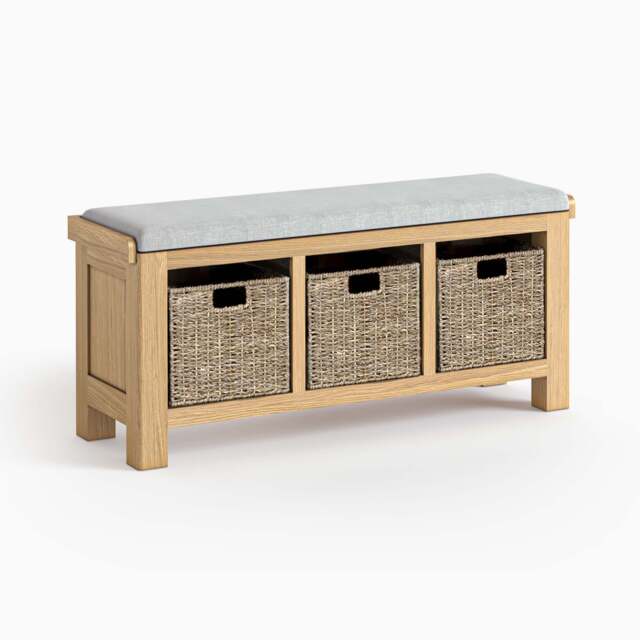Navarre Storage Bench - Storage Bench Oak / Charcoal Fabric - Charcoal - image 1