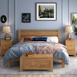 Solvi Bedframe - 5ft Slatted Bedframe Solid Oak / Oak Veneer - King - thumbnail 2