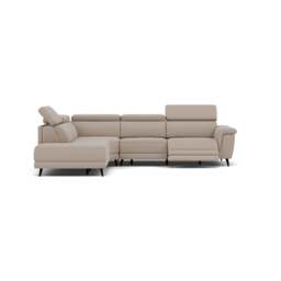 Sparta Corner Recliner Sofa - Combination 4 - Right Hand Facing Sofa Corner Group (Two Motors) Fabric - Right Hand Facing - Power with Power Headrest & USB - CU9101-5-UK Oxford Beige