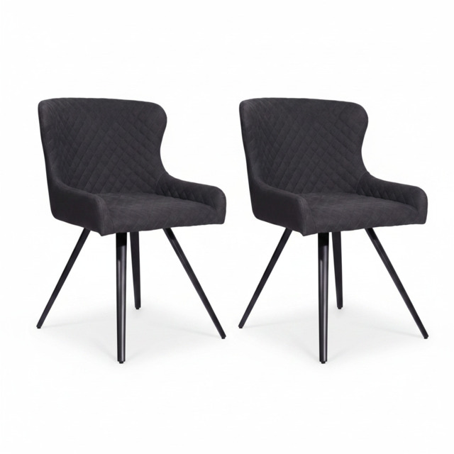 Avalon Pair of Grey Dining Chairs - Dining Chair - Pair Grey Leather Look - image 1