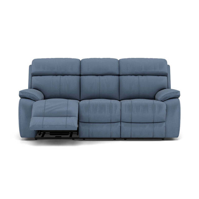 Galaxy 3 Seater Recliner Sofa - 3 Seater Sofa 2 Power Recliners Fabric - Power Recliner with USB - BFA-MAD-08 PACIFIC BLUE - image 1