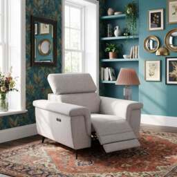 Sparta Recliner Armchair - Chair W/ Power Recliner W/ Ratchet Headrest Fabric - Power with Manual Headrest - CU9101-5-UK Oxford Beige - thumbnail 2
