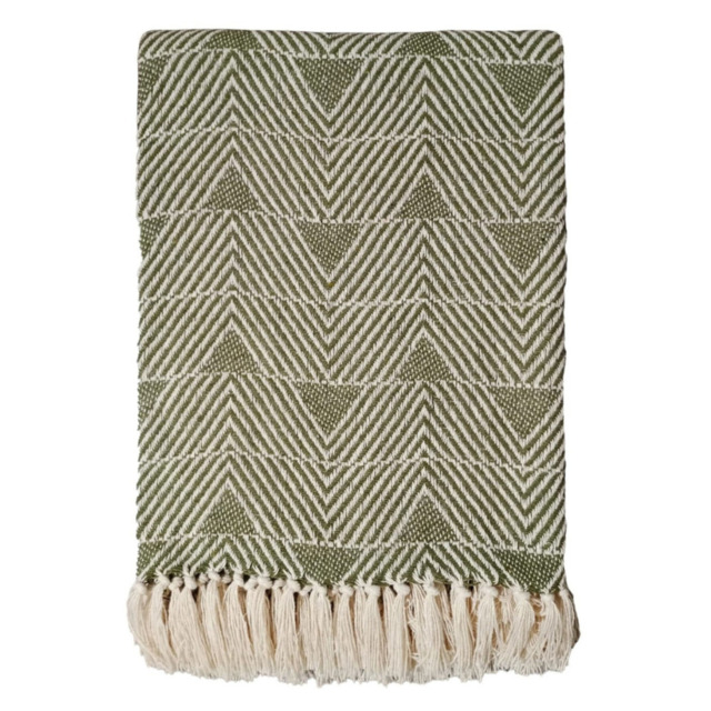 Triangle Stitch Throw Green - Triangle Stitch Throw Olive 130X180CM - image 1