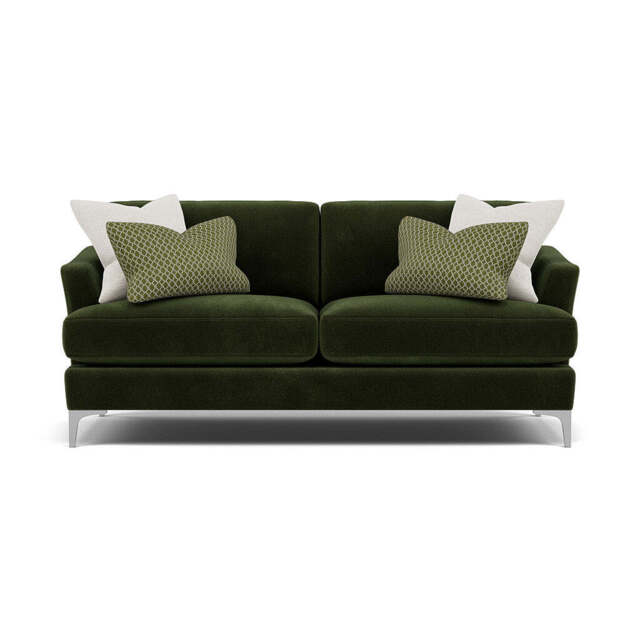 Tulip Small 3 Seater Sofa - 2.5 Seater Sofa Fabric - Manhattan Conifer/Avana Cream/Lattice Olive / Brushed Chrome - image 1