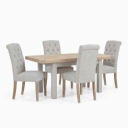 Salford Small Extending Dining Table & 4 Button Back Chairs Set