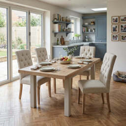 Salford Small Extending Dining Table & 4 Button Back Chairs Set - thumbnail 2