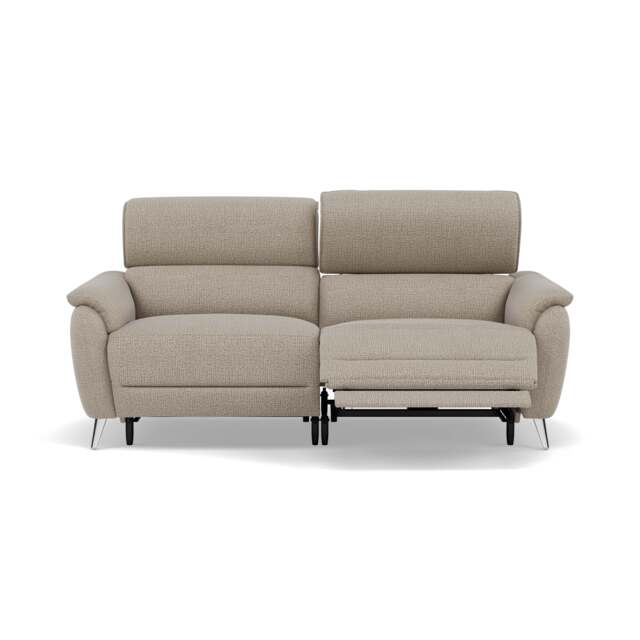 Sol 3 Seater Recliner Sofa - 3 Seater Power Recliner Sofa with Head Tilt F8 - Hopsack Linen 70004 - image 1
