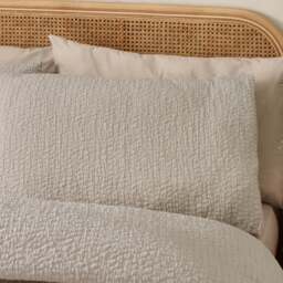 Catherine Lansfield Crinkle Seersucker Natural Duvet Set - Crinkle Seersucker Natural Duvet Set King - thumbnail 2