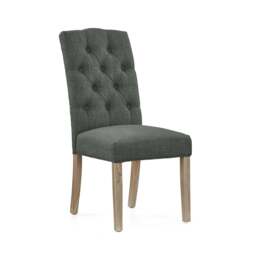 Salford Pair of Charcoal Buttonback Dining Chairs - Button Back Chair - Pair Charcoal / White Wash Leg - thumbnail 2