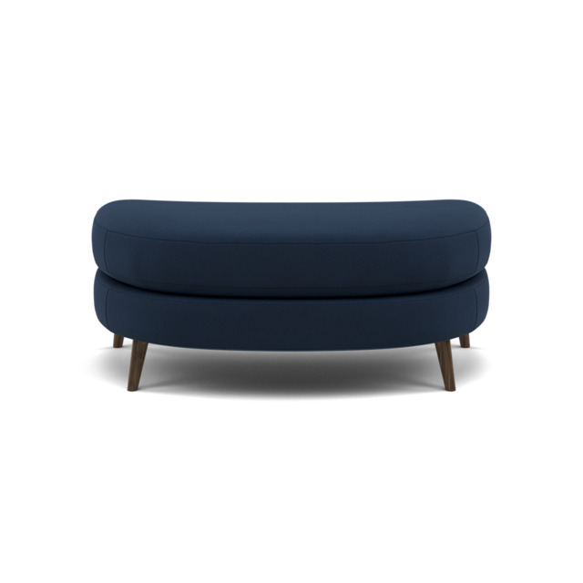 Phoebe Oval Footstool - Oval Cuddler Stool Grade B - Plush Velvet Indigo / American Walnut - image 1