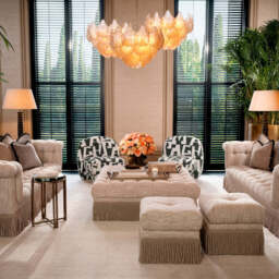 Eichholtz Ibiza Chandelier  Antique Brass And Champagne Coloured Glass  - Chandelier Ibiza - thumbnail 2