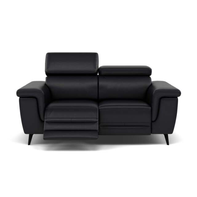 Sparta 2 Seater Recliner Sofa - 2 Str W/ 2 Power Recliner W/ 2 Ratchet Headrest Cat M/S - Power with Manual Headrest - M5657 Melbourne Black - image 1