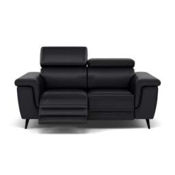 Sparta 2 Seater Recliner Sofa - 2 Str W/ 2 Power Recliner W/ 2 Ratchet Headrest Cat M/S - Power with Manual Headrest - M5657 Melbourne Black